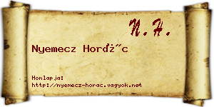 Nyemecz Horác névjegykártya